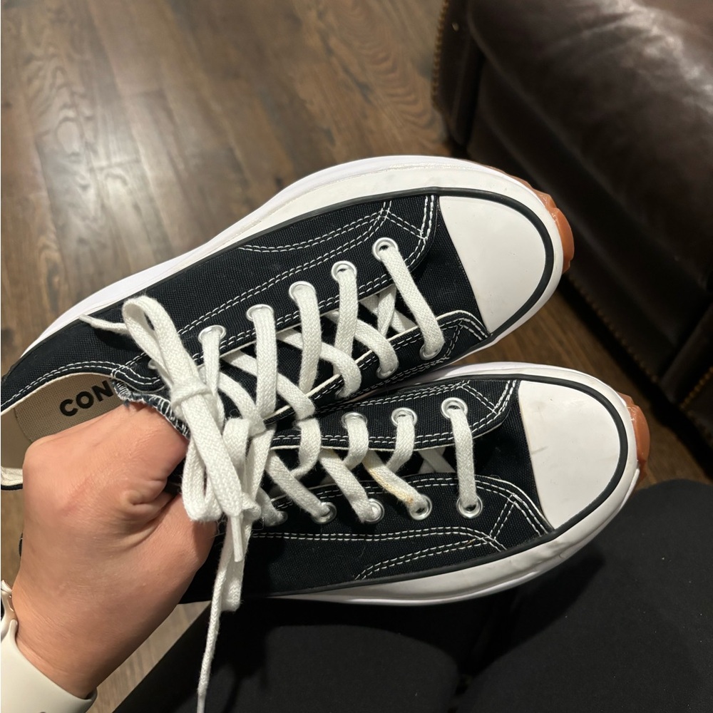 Converse Black and White Platform Sneakers with Gum Sole - Picture 5 of 6